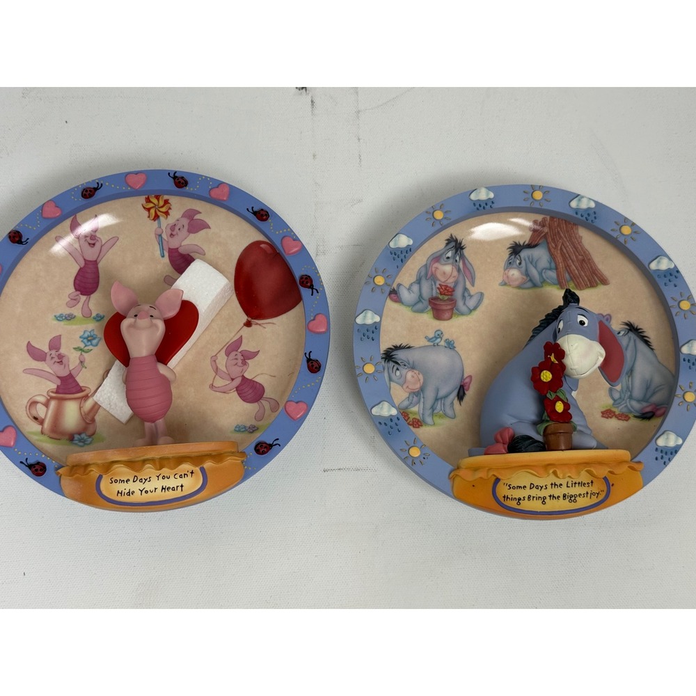 Disney Bradford Exchange 100 Acre Days Plate Set Eeyore Piglet 6.5in 3D Decor